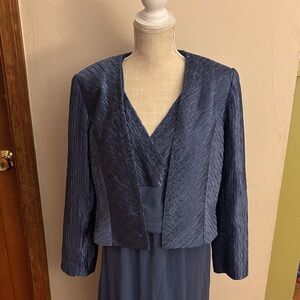 Patra Elegant Slate Blue Mother of the Bride Gown with Jacket